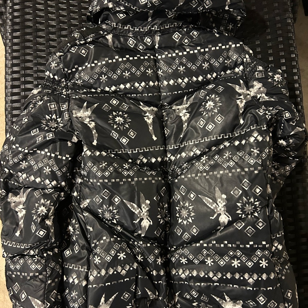 Tinkerbell Black Patterned Puffer Jacket Small - image 6